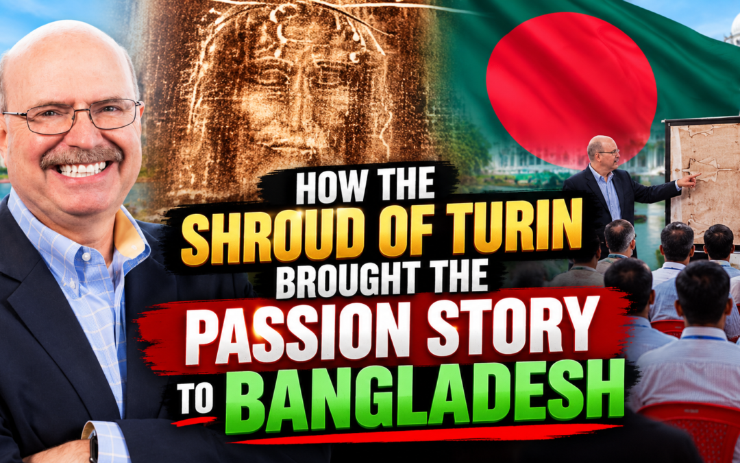Guy Powell presenting the Shroud of Turin during his Bangladesh mission